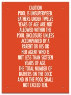 Ontario CA Unsupervised Pool >93m2 Sign